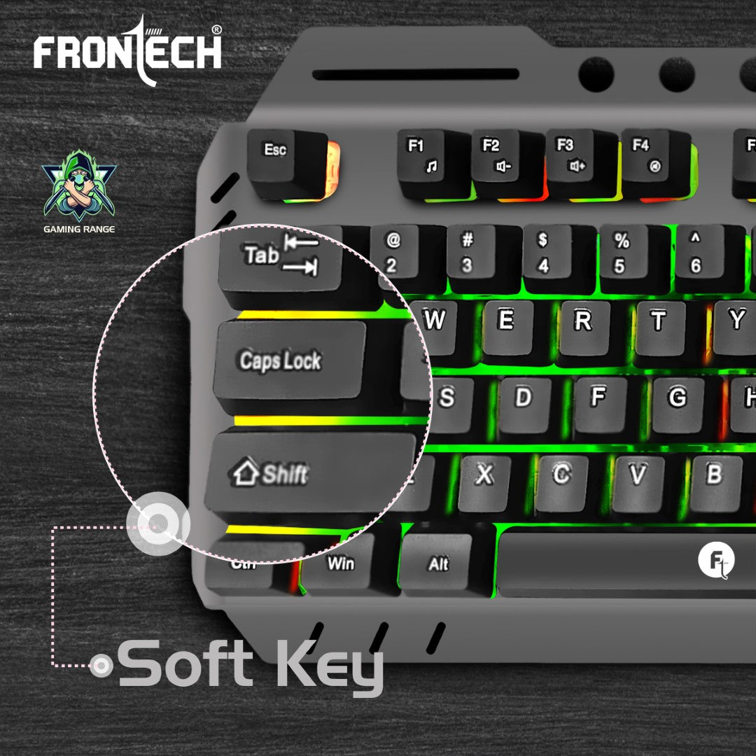 Frontech Wired Gaming Keyboard | 104 Keys | Rainbow Backlight | USB Plug & Play (KB-0049) Frontech Wired Gaming Keyboard | 104 Keys | Rainbow Backlight | USB Plug & Play (KB-0049)